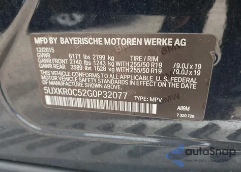 2016 BMW X5 xDrive35I из США, поврежденный, VIN 5UXKR0C52G0P32077